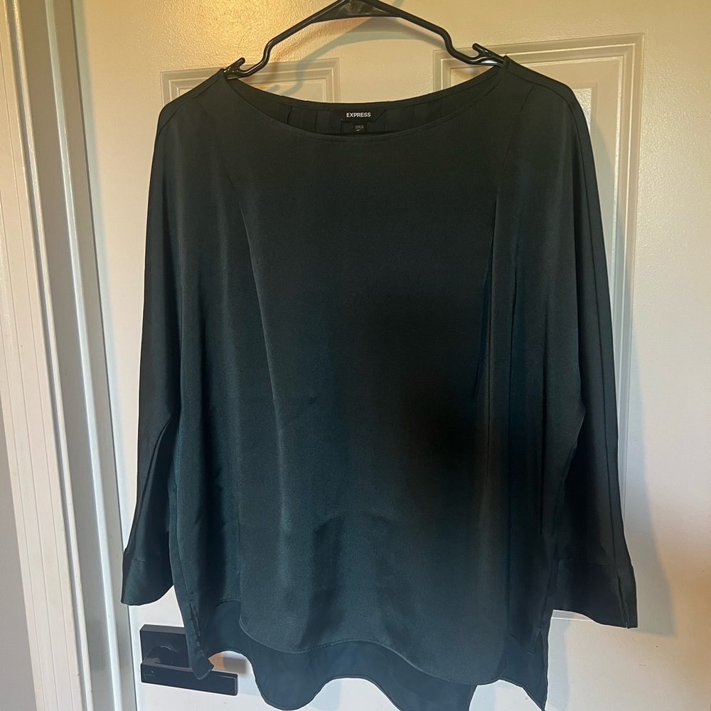 Express Women's Green Satin Blouse